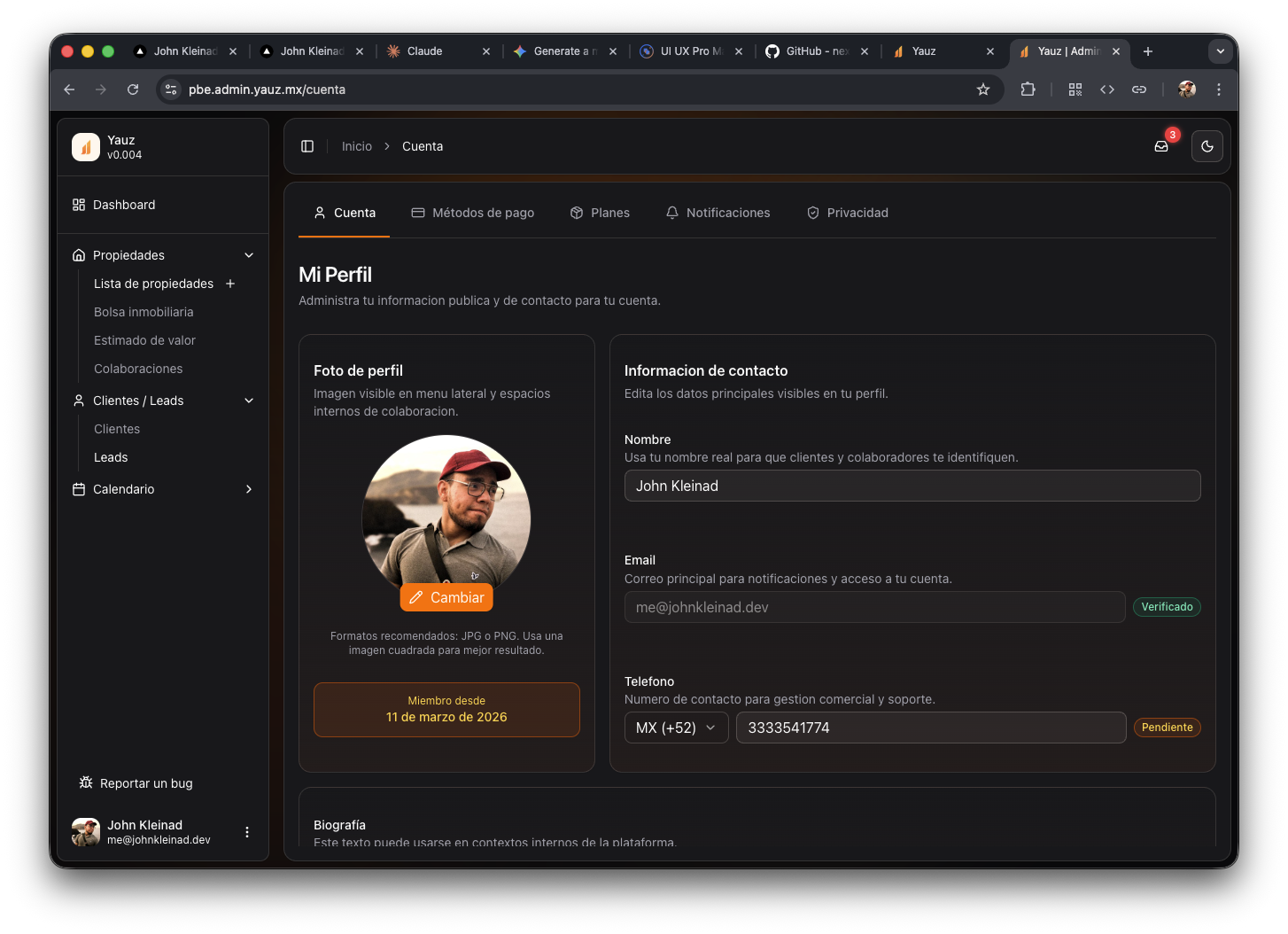 Advisor profile settings